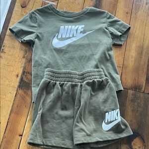 Toddler 3T Nike Olive Green Logo Tee and Shorts Set